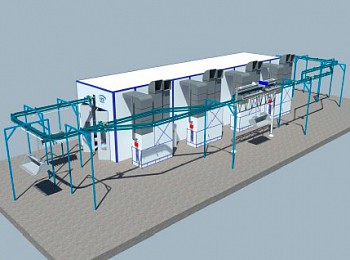 Окрасочно-сушильная камера проходного типа с конвейером SPK-22.5.5 для окраски деталей трактора